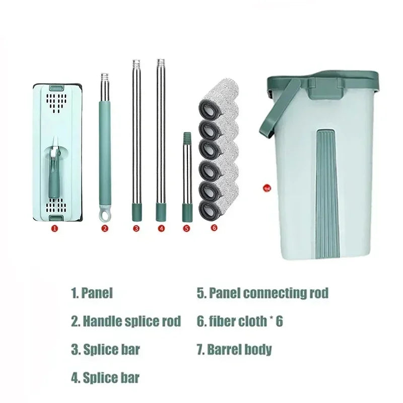Flat Squeeze Mop with Bucket & Pads