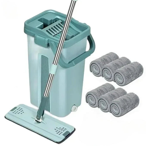 Flat Squeeze Mop with Bucket & Pads