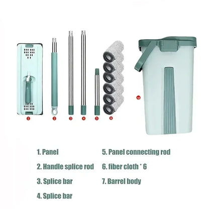 Flat Squeeze Mop with Bucket & Pads